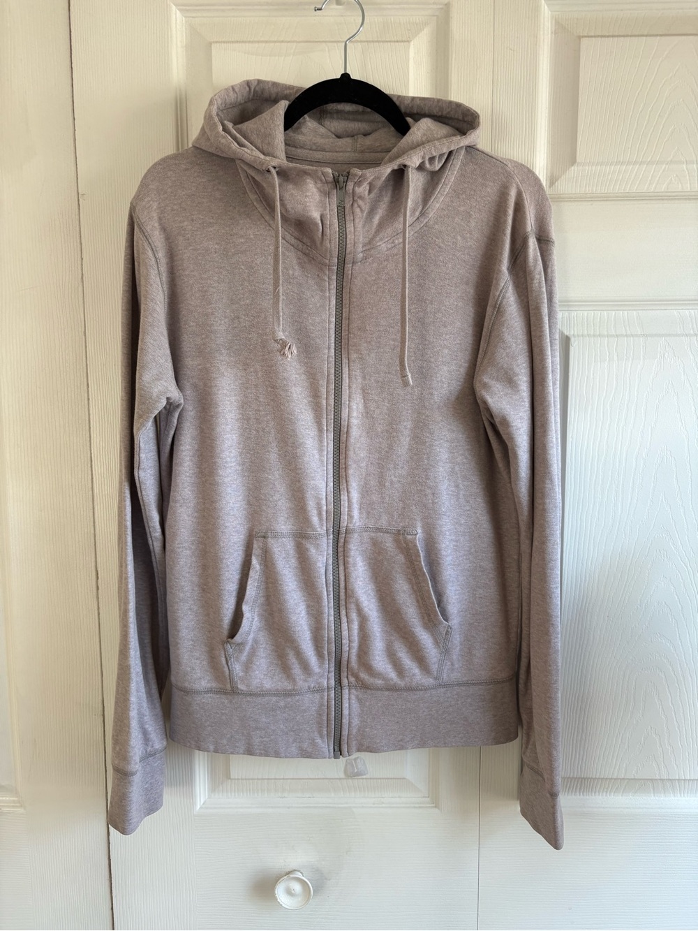 Pact Organic Cotton Cloud Brushed Fleece Sweatshirt L Light Purple Grey Full Zip